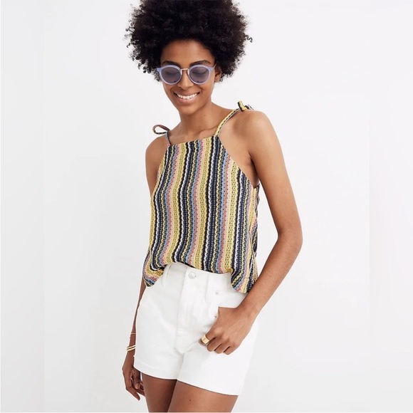 Madewell Texture & Thread Tie-Shoulder Tank Top Rainbow Crochet Small S - Picture 2 of 10